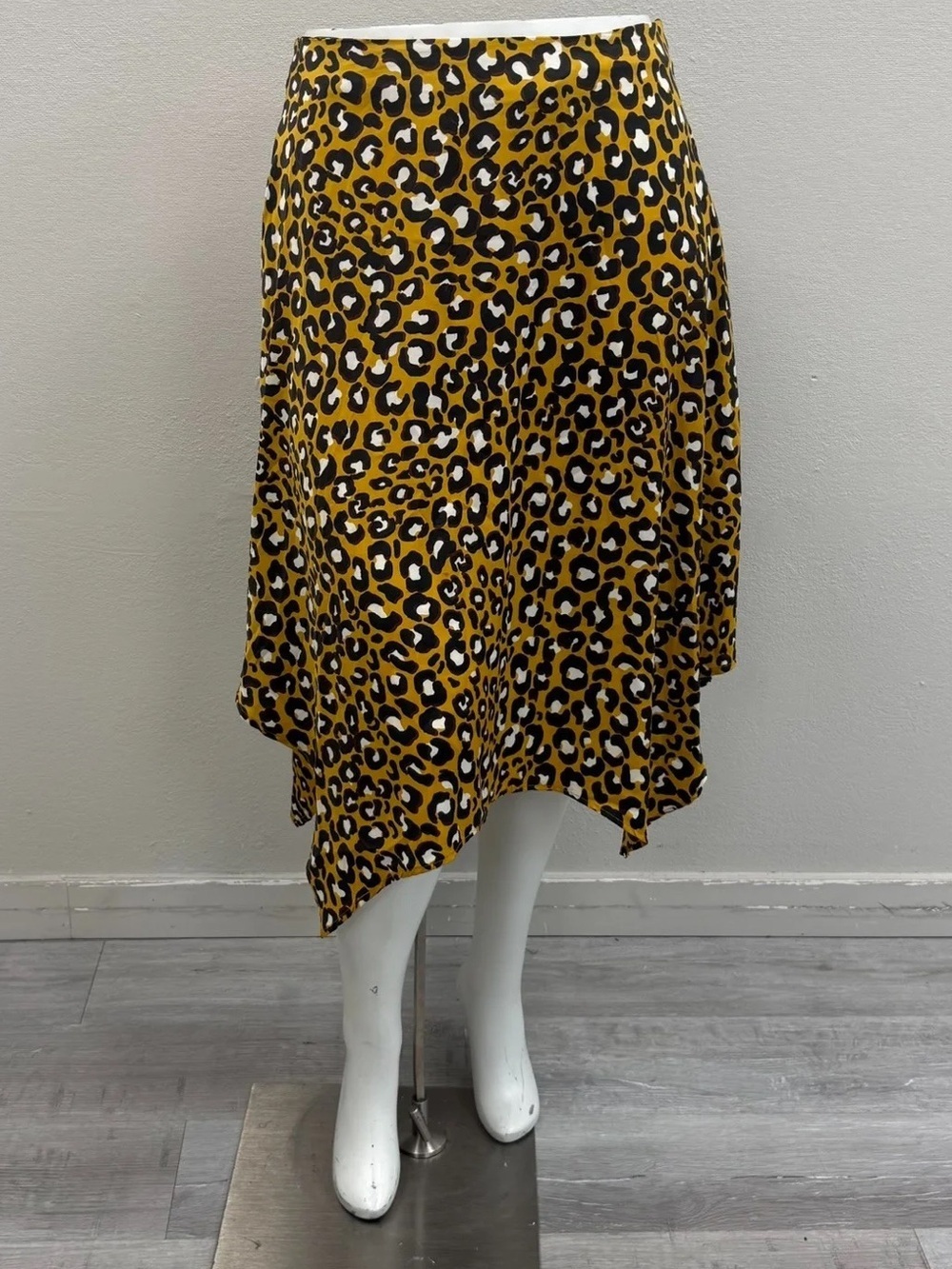 Who What Wear Yellow & Black Animal Print Midi Skirt - Size 12